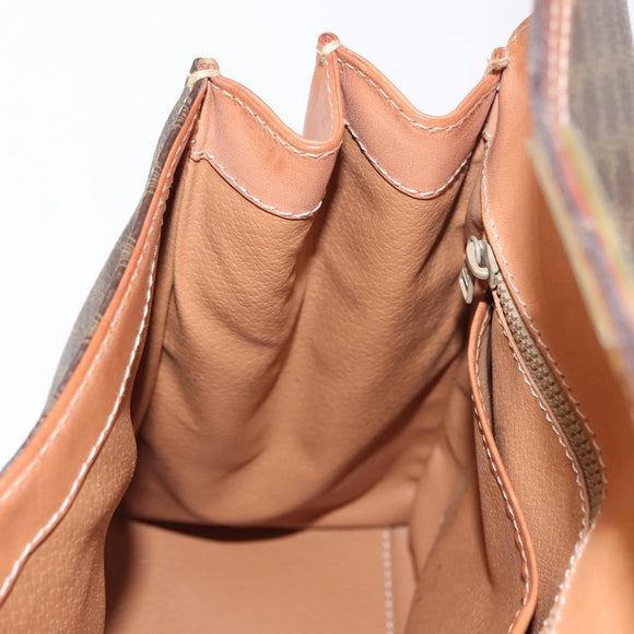 CELINE Macadam Canvas Handtasche PVC Leder Braun Gold Auth ep11633