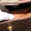 CELINE Macadam Canvas Hand Bag PVC Leather Brown Gold Auth ep11633-26