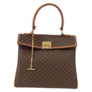 CELINE Macadam Canvas Handtasche PVC Leder Braun Gold Auth ep11633-13