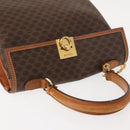 CELINE Macadam Canvas Hand Bag PVC Leather Brown Gold Auth ep11633-6