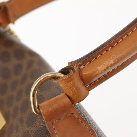CELINE Macadam Canvas Handtasche PVC Leder Braun Gold Auth ep11633