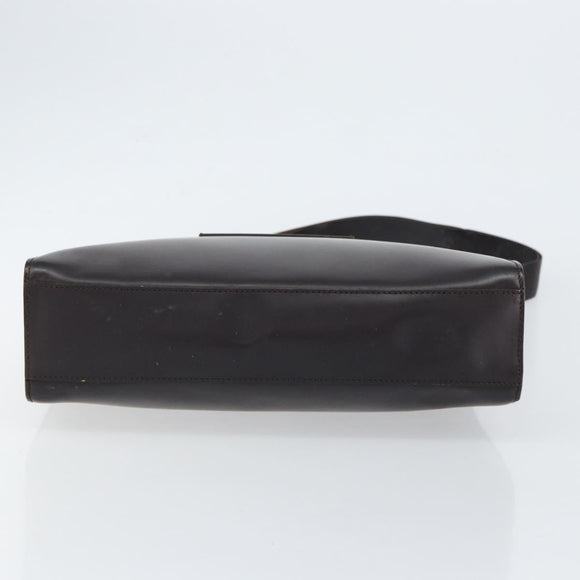 GUCCI Shoulder Bag Leather Brown Silver Auth ep11636