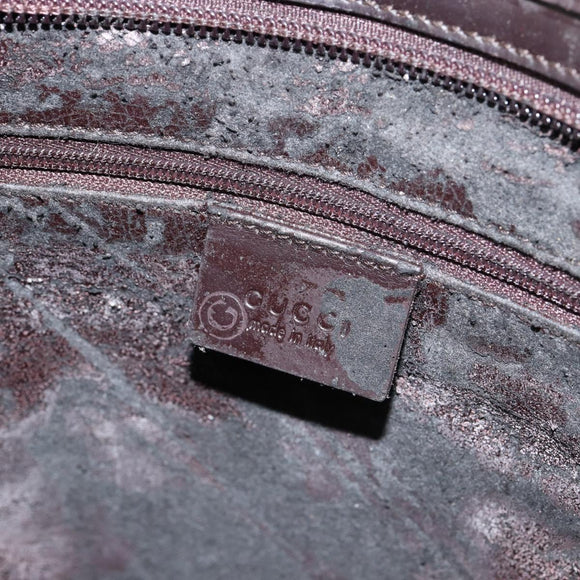 GUCCI Shoulder Bag Leather Brown Silver Auth ep11636