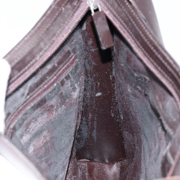 GUCCI Shoulder Bag Leather Brown Silver Auth ep11636