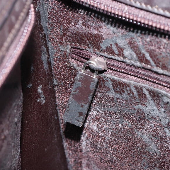 GUCCI Shoulder Bag Leather Brown Silver Auth ep11636