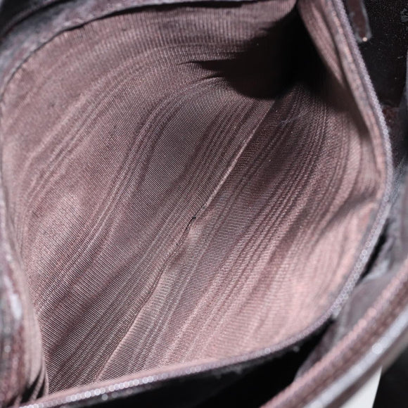 GUCCI Shoulder Bag Leather Brown Silver Auth ep11636