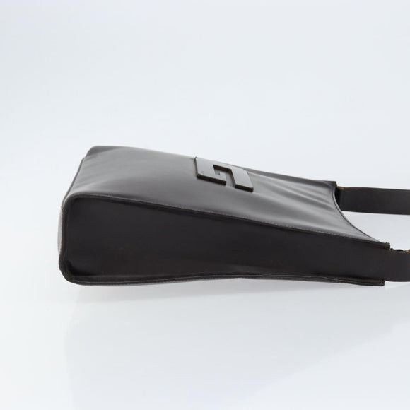 GUCCI Shoulder Bag Leather Brown Silver Auth ep11636