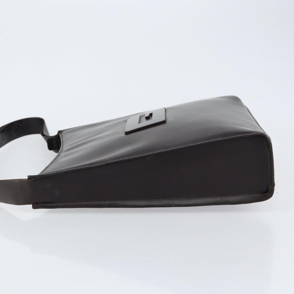 GUCCI Shoulder Bag Leather Brown Silver Auth ep11636