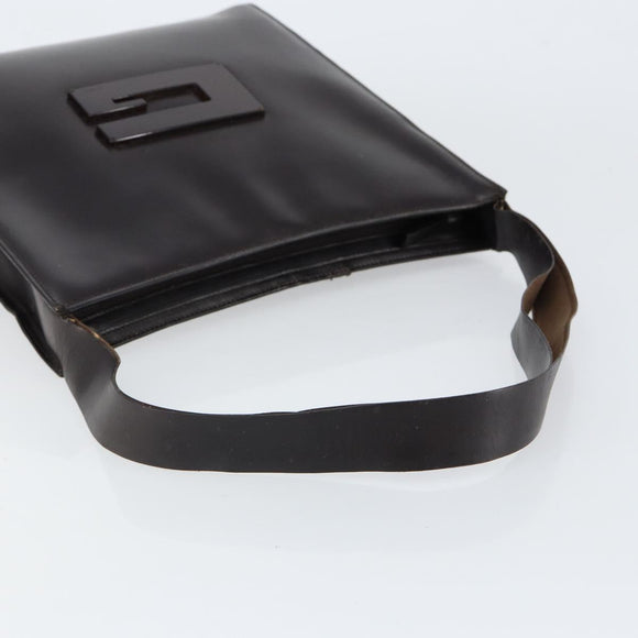 GUCCI Shoulder Bag Leather Brown Silver Auth ep11636