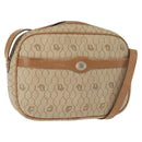 Christian Dior Honeycomb Canvas Chain Shoulder Bag PVC Beige Gold Auth ep11637-1