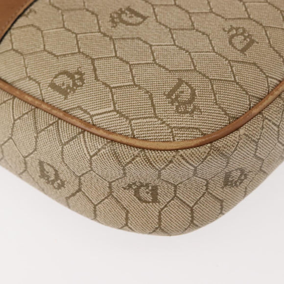 Christian Dior Honeycomb Canvas Chain Shoulder Bag PVC Beige Gold Auth ep11637