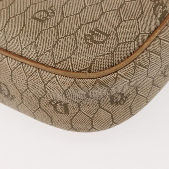 Christian Dior Honeycomb Canvas Chain Shoulder Bag PVC Beige Gold Auth ep11637