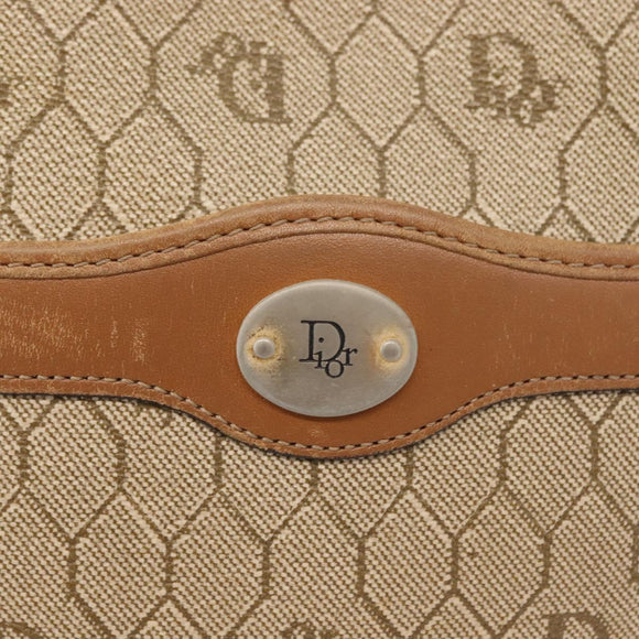 Christian Dior Honeycomb Canvas Chain Shoulder Bag PVC Beige Gold Auth ep11637