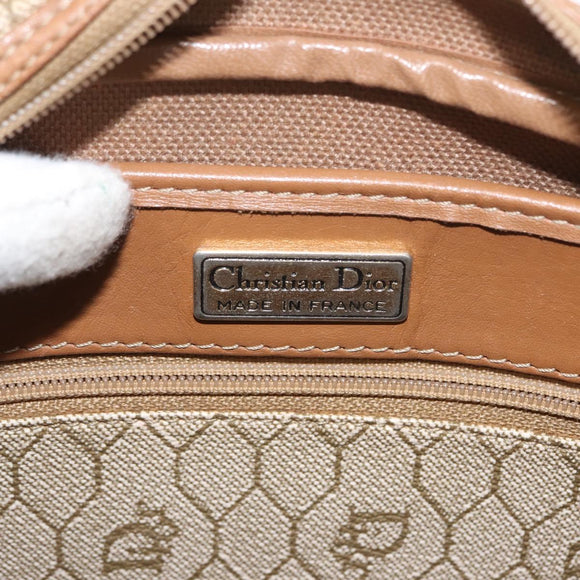 Christian Dior Honeycomb Canvas Chain Shoulder Bag PVC Beige Gold Auth ep11637