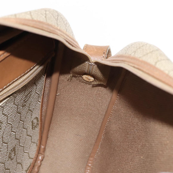 Christian Dior Honeycomb Canvas Chain Shoulder Bag PVC Beige Gold Auth ep11637