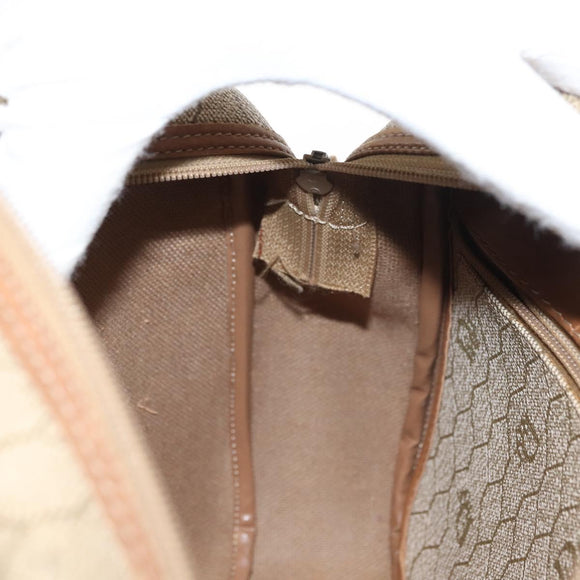 Christian Dior Honeycomb Canvas Chain Shoulder Bag PVC Beige Gold Auth ep11637