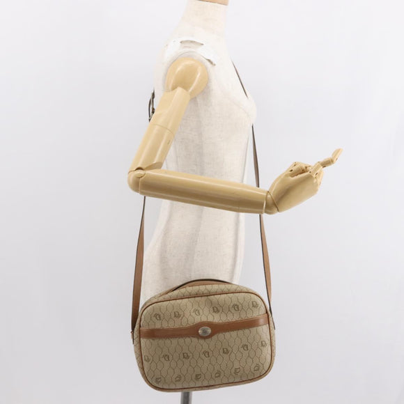 Christian Dior Honeycomb Canvas Chain Shoulder Bag PVC Beige Gold Auth ep11637