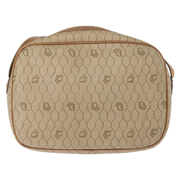 Christian Dior Honeycomb Canvas Chain Shoulder Bag PVC Beige Gold Auth ep11637