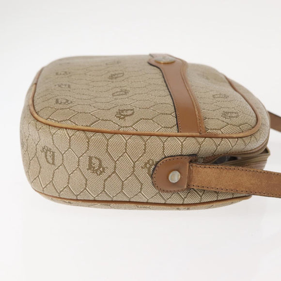 Christian Dior Honeycomb Canvas Chain Shoulder Bag PVC Beige Gold Auth ep11637