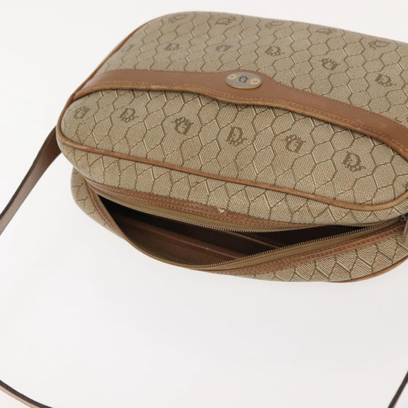 Christian Dior Honeycomb Canvas Chain Shoulder Bag PVC Beige Gold Auth ep11637