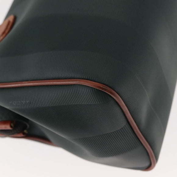 FENDI Pecan Canvas Hand Bag PVC 2way Black Brown gold Auth ep11638