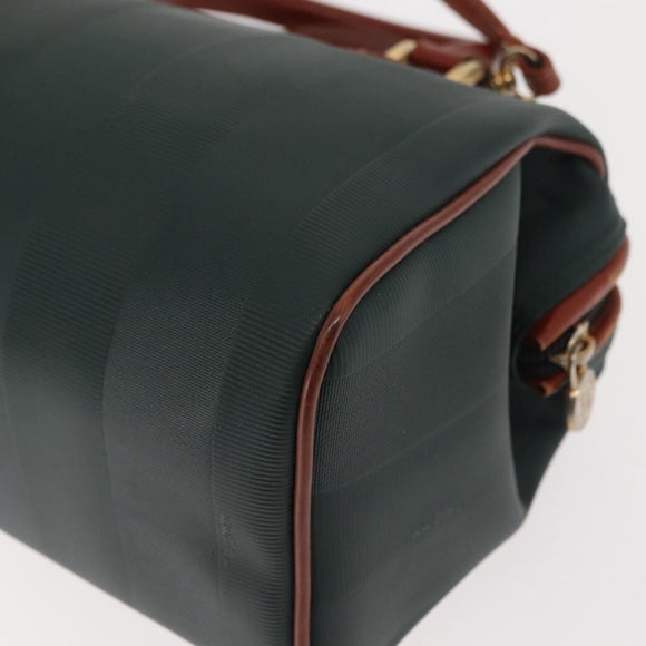 FENDI Pecan Canvas Hand Bag PVC 2way Black Brown gold Auth ep11638