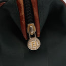 FENDI Pecan Canvas Hand Bag PVC 2way Black Brown gold Auth ep11638-18