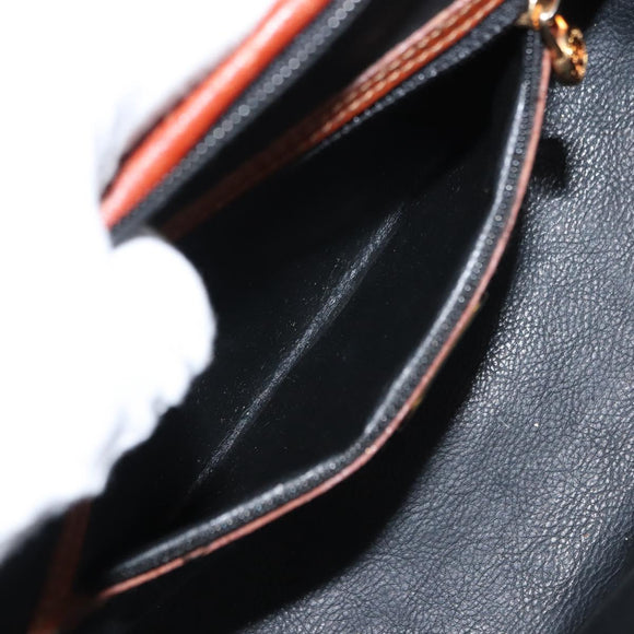 FENDI Pecan Canvas Hand Bag PVC 2way Black Brown gold Auth ep11638