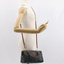 FENDI Pecan Canvas Hand Bag PVC 2way Black Brown gold Auth ep11638-24