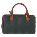 FENDI Pecan Canvas Hand Bag PVC 2way Black Brown gold Auth ep11638-2