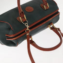 FENDI Pecan Canvas Hand Bag PVC 2way Black Brown gold Auth ep11638-6