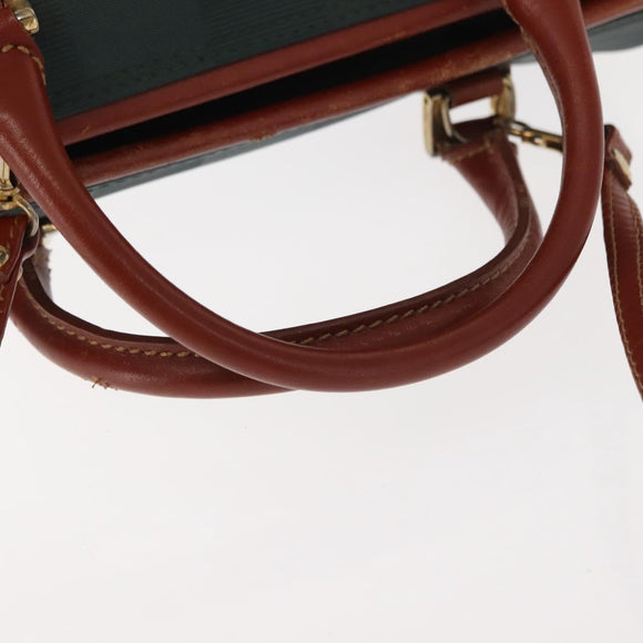 FENDI Pecan Canvas Hand Bag PVC 2way Black Brown gold Auth ep11638