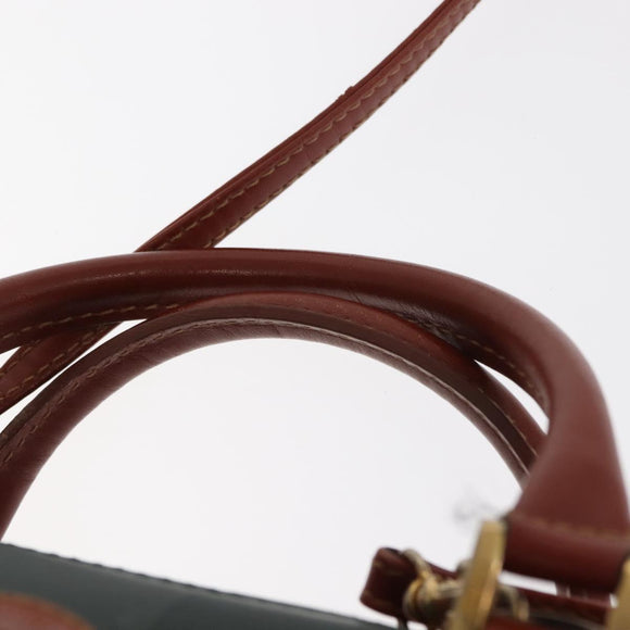 FENDI Pecan Canvas Hand Bag PVC 2way Black Brown gold Auth ep11638