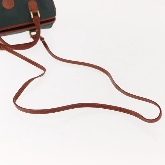 FENDI Pecan Canvas Hand Bag PVC 2way Black Brown gold Auth ep11638