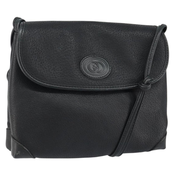 GUCCI Shoulder Bag Leather Black Gold 49 007 5548 Auth ep11639