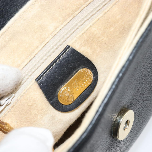 GUCCI Shoulder Bag Leather Black Gold 49 007 5548 Auth ep11639