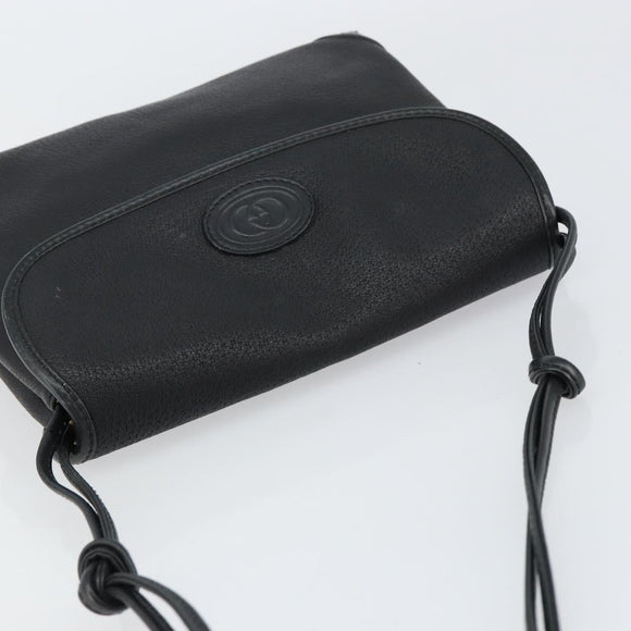 GUCCI Shoulder Bag Leather Black Gold 49 007 5548 Auth ep11639