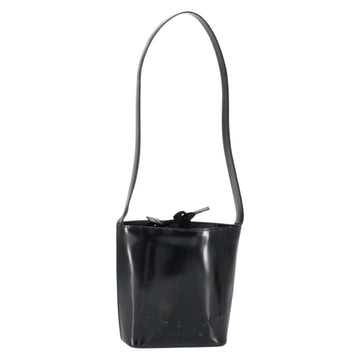CELINE Shoulder Bag Enamel Black Gold Auth ep11645