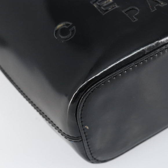 CELINE Shoulder Bag Enamel Black Gold Auth ep11645