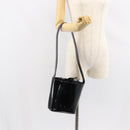 CELINE Shoulder Bag Enamel Black Gold Auth ep11645-22