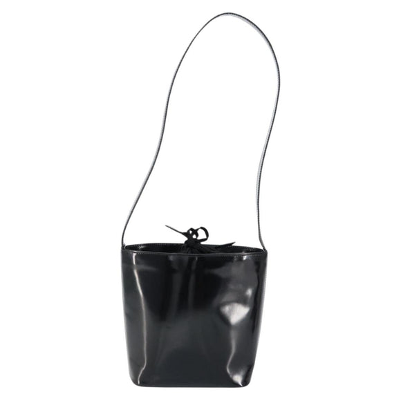 CELINE Shoulder Bag Enamel Black Gold Auth ep11645