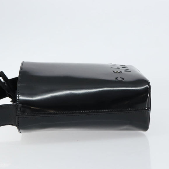 CELINE Shoulder Bag Enamel Black Gold Auth ep11645