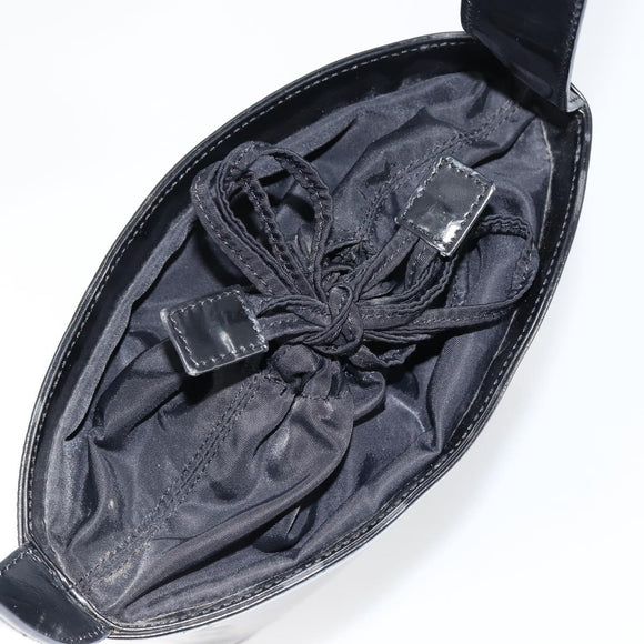 CELINE Shoulder Bag Enamel Black Gold Auth ep11645