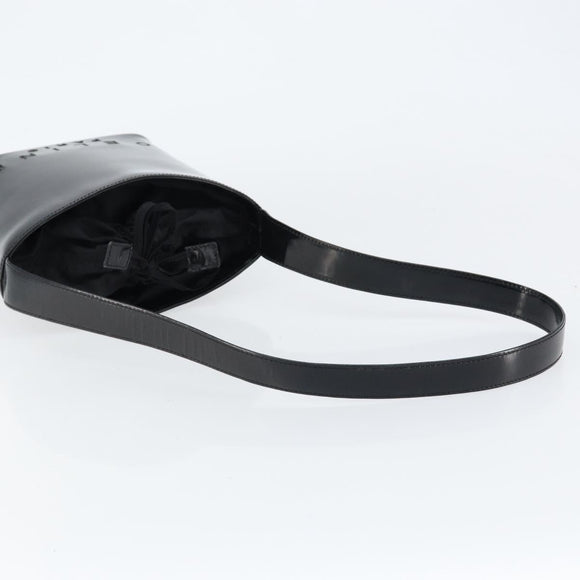 CELINE Shoulder Bag Enamel Black Gold Auth ep11645