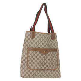 GUCCI GG Supreme Web Sherry Line Tote Bag PVC Beige Gold 378 02 003 Auth ep11646