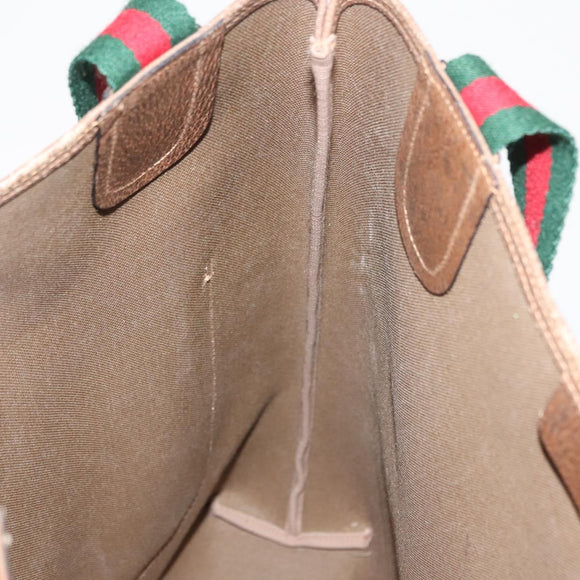 GUCCI GG Supreme Web Sherry Line Tote Bag PVC Beige Gold 378 02 003 Auth ep11646