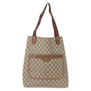 GUCCI GG Supreme Web Sherry Line Tote Bag PVC Beige Gold 378 02 003 Auth ep11646-13