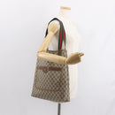 GUCCI GG Supreme Web Sherry Line Tote Bag PVC Beige Gold 378 02 003 Auth ep11646-20