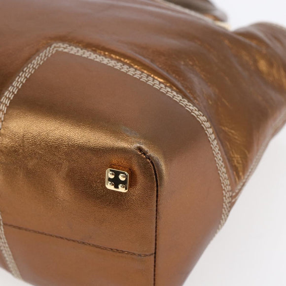 LOEWE Anagram Americana 28 Hand Bag Leather Bronze Gold Auth ep11653