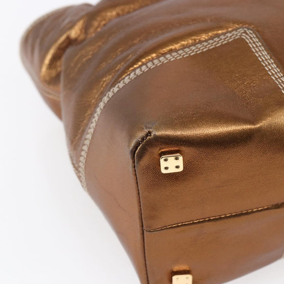 LOEWE Anagram Americana 28 Hand Bag Leather Bronze Gold Auth ep11653